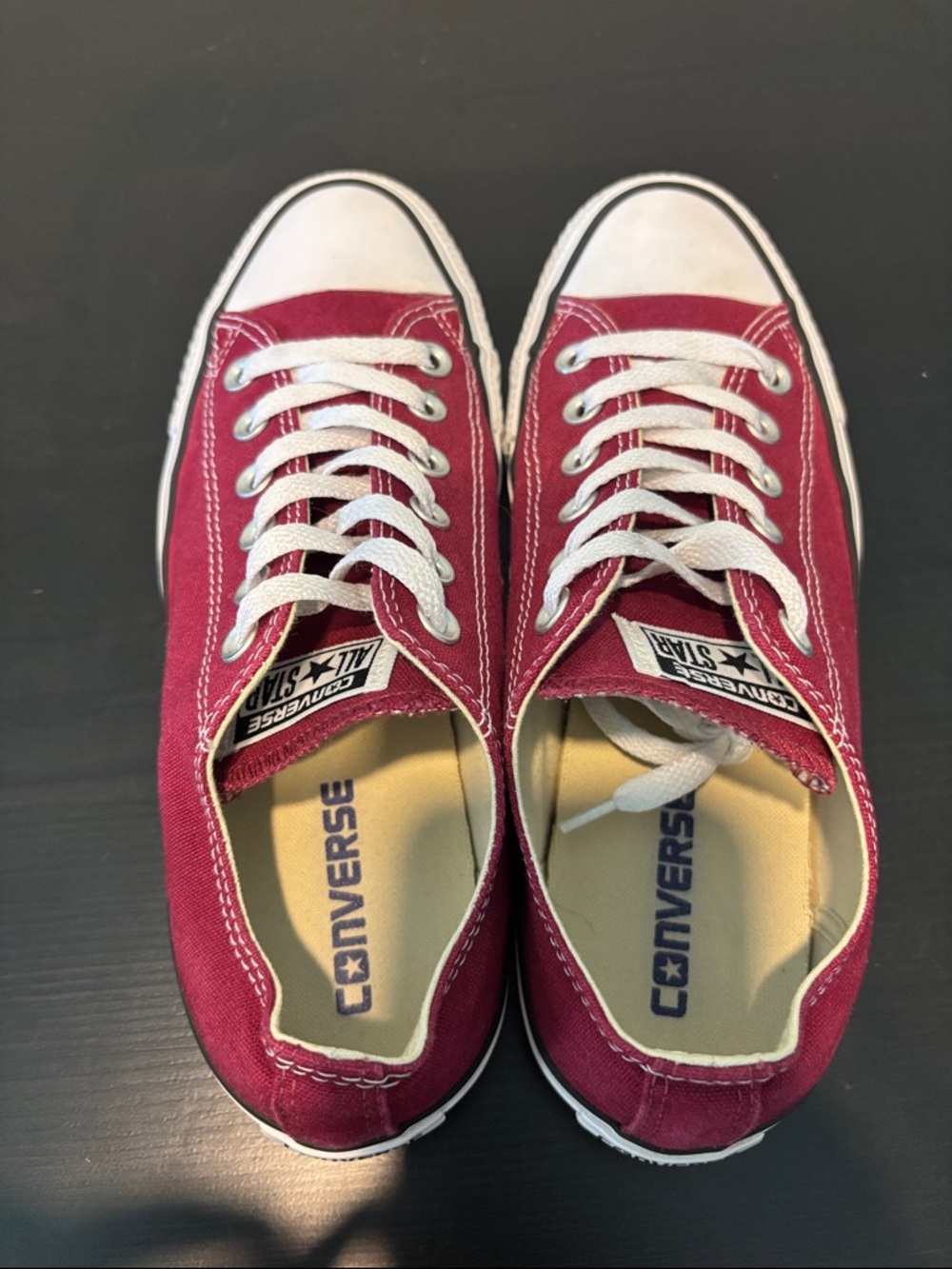 Converse Classic Chuck Taylor Maroon White Canvas Low Top Sneakers Size W8 M6 - Picture 3 of 7